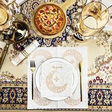 100/60/20pcs 13 * 13 Inch Ramadan Themed Gold Crescent Patterned Disposable Napkins, Used For Restaurant Decoration During Eid Al Fitr Celebrations, Banquets, Family Gatherings, Friend Dinners, And Halal Dining Periods - Gold - View 10