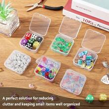 SATINIOR 100 Pcs Clear Plastic Beads Storage Containers Box Small Clear Box With Hinged Lid Small Plastic Case Mini Square Arts Crafts Storage Boxes Organizers For Small Items 2.1 X 2.1 X 0.8 Inch