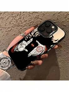 Fast EU Shipping (DE & ES)   Anime Gesture Graffiti Phone Case 16 15 14 13 12 11 Pro Max X XR XS Max 8 7 Plus Protective Matte Back Cover - màu đen - Xem 1
