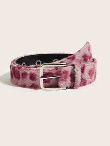 1pc Women's Fluffy Leopard Print Waist Belt, Fashion Versatile Wide Luxurious Comfortable Furry Belt