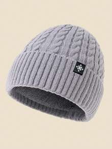 1 pieza Gorro de punto con diseño de copo de nieve, gorro de esquí forrado térmico, suave y cómodo, versátil para la escuela, el transporte, el senderismo, clima frío, adecuado para hombres en invierno - A - Ver 6