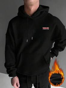 K-GLORY Men's Motorcycle Racing Themed Print Loose Kangaroo Pocket Hoodie, Autumn/Winter - Black - View 3