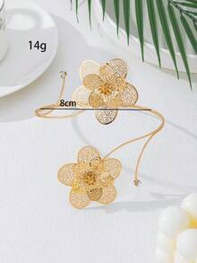 Tornozeleira Geométrica Oca 3D Minimalista e da Moda, Adequada para Festas e Eventos, Presente - Dourado - Visão 4