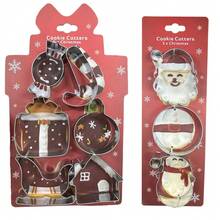 6/3pcs Stainless Steel Christmas Cookie Cutter Set - Christmas Tree, Snowflake, Snowman, Gingerbread Man, Gingerbread Girl, Mitten, Silver - For Baking