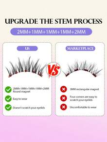 MAANGE 1 Set Magnetic Eyelashes Kit, Includes Applicator, Portable Magnetic Lashes, Natural Look, One-Piece Design, Round Magnets Ensure All-Day Comfort, Upgraded Magnetic Lashes, Easy To Wear And Remove, Essential For Summer Travel, Holiday Gift Guide, Beach Vacation, Camping Trip - 自然纖長款 - 查看 9