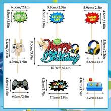 9 件生日快乐蛋糕装饰、电子游戏蛋糕装饰、电子游戏主题装饰、B A B Y 男孩沐浴生日派对用品、化妆派对、角色扮演派对、情人节