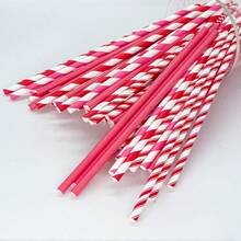 100 قطعة/عبوة قش ورقي مسطح ملون قابل للتخلص منه - 6*197 ملم | مناسب للعصائر والحلويات والمشروبات؛ حفلات الزفاف الرومانسية، عيد الحب