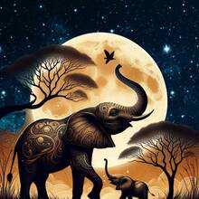 1pc Frameless 5D DIY Diamond Painting Kit, Elephant Diamond Painting, Creative Art Project For Home Wall Decor, Holiday Party Decoration, Artistic Home & Office Decor, Vivid Wall Art, Handmade Gift For Friends, Birthday, Christmas, Halloween, Thanksgiving