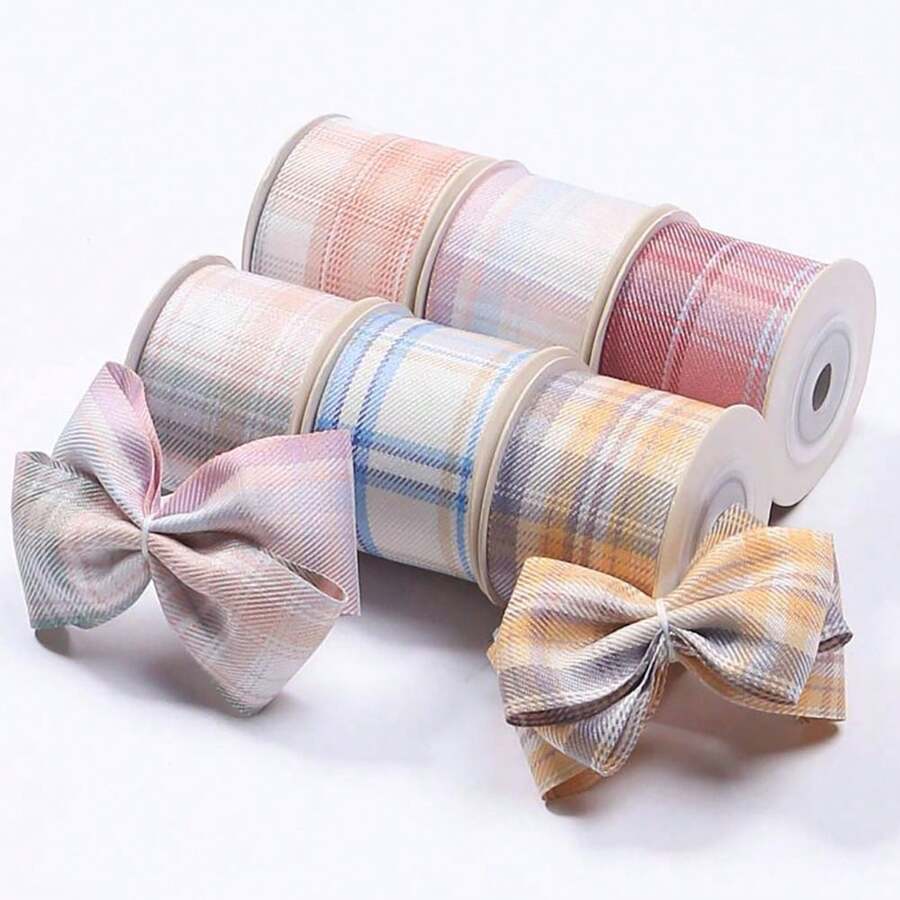 双面格子丝带，DIY手工蝴蝶结发饰，服装领带装饰，礼品包装