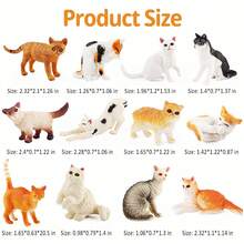 12/24 件猫狗实体玩偶套装、逼真迷你猫狗玩具、手绘宠物动物玩具仿真套装、小猫咪小狗玩偶派对礼物学习套装、宠物玩具收藏、儿童益智可爱模型、蛋糕装饰、家庭办公室圣诞装饰、生日礼物奖品 - 彩色 - 查看 4