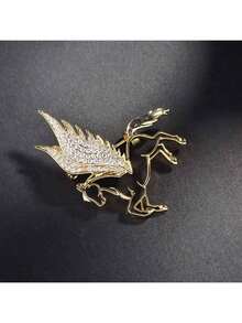 1pc Minimalist Pegasus Design Hollow-Out Zirconia Inlaid Sophisticated Unisex Suit Accessory