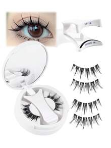 MAANGE 1 Set Magnetic Eyelashes Kit, Includes Applicator, Portable Magnetic Lashes, Natural Look, One-Piece Design, Round Magnets Ensure All-Day Comfort, Upgraded Magnetic Lashes, Easy To Wear And Remove, Essential For Summer Travel, Holiday Gift Guide, Beach Vacation, Camping Trip - 自然纖長款 - 查看 1