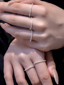 1-5pcs Shiny Gypsophila Ring Set, Women Shimmery Rings Closed Super Glitter Chain Rings