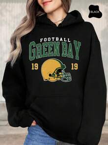 Green Bay Football Vintage Style Hoodie Sweatshirt, Retro Green Bay Football Gift, Game Day Sweatshirt, Green Bay Football Fans GIFT - Black - View 1