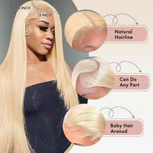 12 Zoll gerade Bob Bye Bye Knoten 13x4 Lace Front Perücken Menschliches Haar-Mischung Vorausgerupft Unsichtbare Knoten Sofort tragbar kurz natürlich 613 Blond Farbe Bob Glueless Perücke Vorgeschnitten 180% Dichte für Frauen Alltagsgebrauch