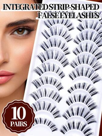 10 Pairs Of False Eyelashes, Easy To Apply, 8D Volumizing, Curved And Fluffy, Thick And Curled Lashes Simulating Ultra-Soft Fairy Lashes, Super Comfortable And Plush, Suitable For Work, Gatherings, Halloween And Various Occasions