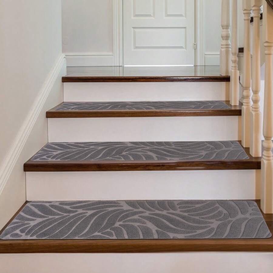 15PCS Stair Tread Pads Anti-slip Carpet Stair Treads Mats Self 20x65cm Reused Step Protectors Cover Mat for Elders Pets Stair Carpet Tiles - Dunkelgrau - Übersicht 1