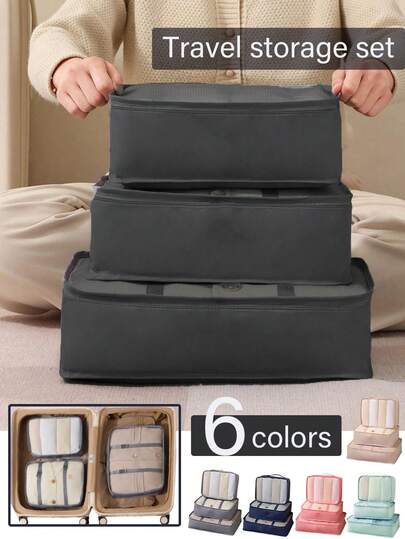 3/1pc Portable Travel Bag, Large Capacity Clothing Storage Bag, Luggage Organizer, Travel Essentials, Compression Packing Cubes, Mesh Carry Bag, Organizing & Storage, Travel Accessories, Holiday & Back To School, School Supplies Packing Cubes, Dorm Essentials