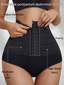 Adjustable Waist Trainer For Abdominal Control, Thin Waist Cincher With Non-Rolling Closure - Black - View 2