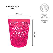 Bote de basura para casa, oficina, baño, habitación, bote, cesto de basura 11 litros - Rosa - Ver 3