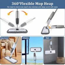 Wet Dry Mop For Floor Cleaning, Spray Mop With 650ml Refillable Bottle And 4pcs Washable Pads - Wet Dry Microfiber Mop - 灰色 - 查看 3