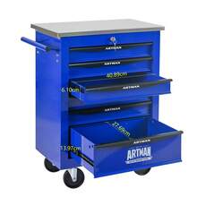 Tool Chests & Cabinets - Black+Blue + Steel-2 - View 6