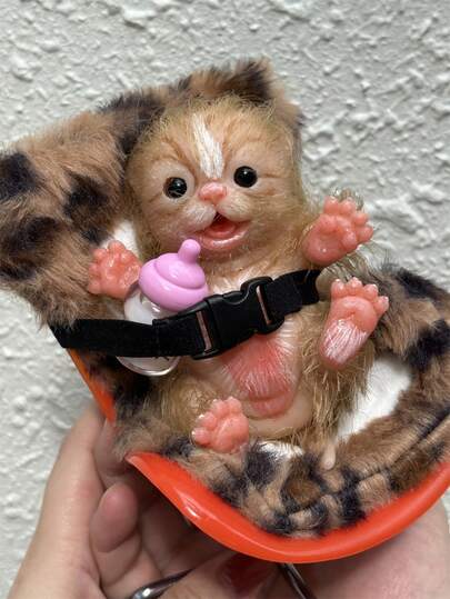 1 PC Lifelike 6-Inch Handmade Silicone Reborn Cat Doll, Full Body Soft Waterproof Animal Doll, Ideal Gift And Present For Kids