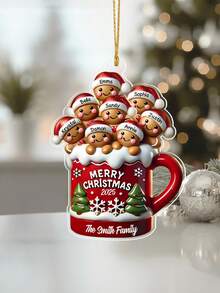 Personalized Custom 2-9 Names Christmas Ornament - Custom Text Pendant, Acrylic Material, Smooth Finish - Great For Christmas Tree Decoration, Family Holiday Gifts, Home Festive Decor - Suitable For Adults, Kids, Newlyweds, Gift Recipients - Gingerbread Theme, Christmas Keepsake, Holiday Accessory,Personalized Christmas Ornament,Custom Christmas Tree Decor,Christmas Gift ,Personalized Gifts