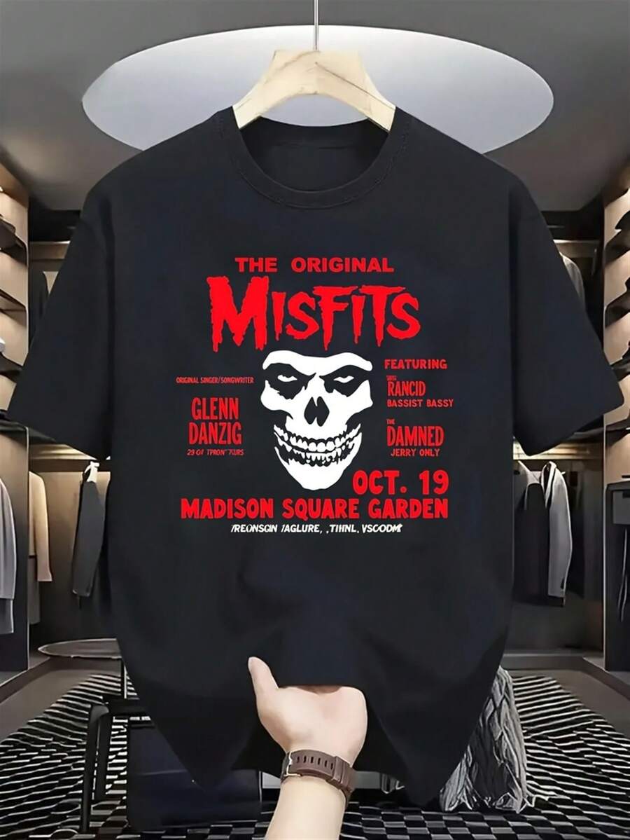The Original Misfits Graphic T-Shirt For Men ; Women - Vintage Punk Band Tee With Skull ; Misfits Logo. Lightweight Breathable Short Sleeve Crewneck. Casual All-Season Comfort Fit For Concerts ; Casual Attire (Official Merchandise) - Black Crewneck With Bold Skull ; Text Elements. Machine Washable. Regular Fit. Unisex Adult Sizes. Iconic Misfits Design,Men Shirts Black - màu đen - Xem 1