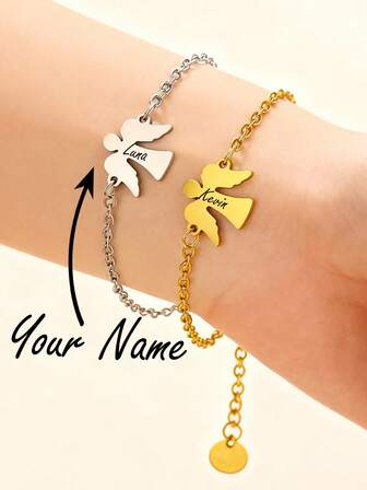 1 pieza Pulsera de ángel mini personalizada, joyería de ángel, ángel de plata, ángel de la guarda de oro, joyería delicada, regalo de cumpleaños