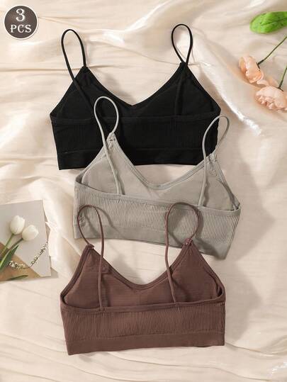 3pcs/Set Women's Backless Camisole Bras, Wireless