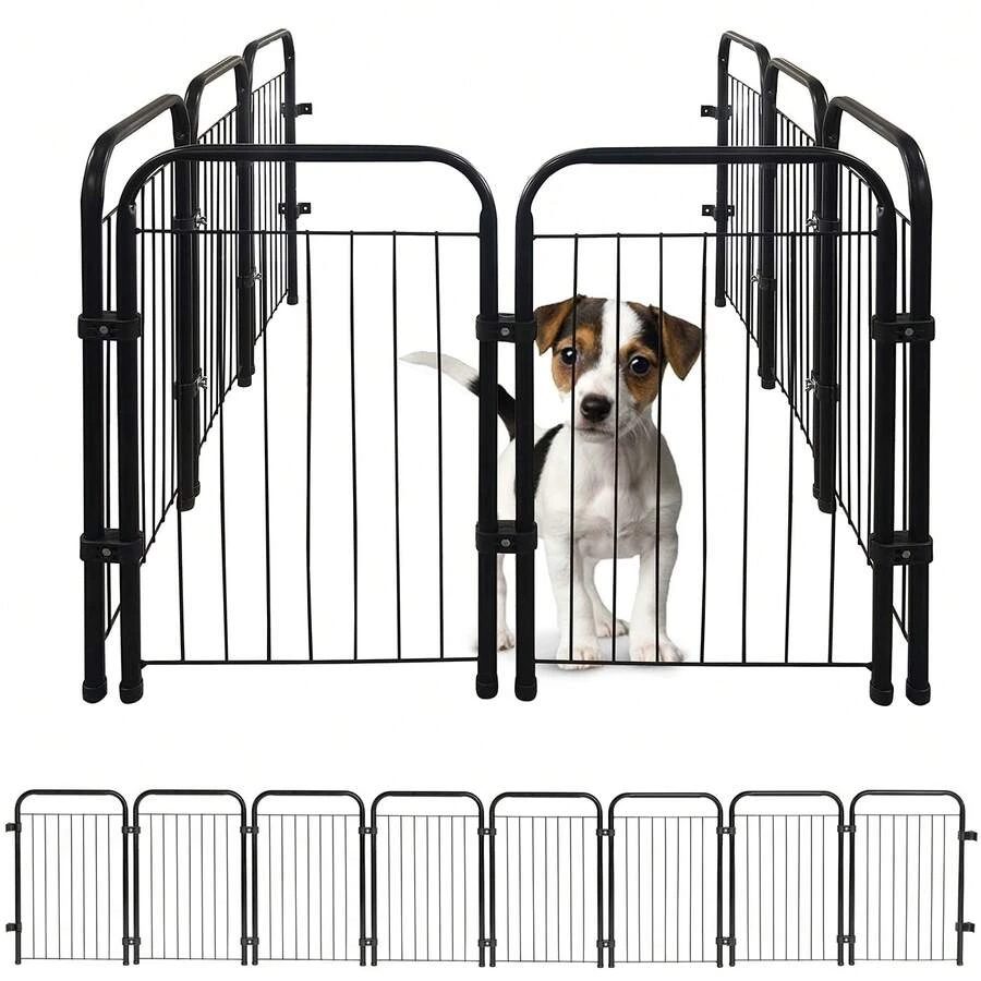 Pet Dog Playpen, Dog Fence, 8 Modules, 51 Cm Height - Black - View 1