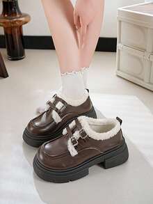 Fashionable New Casual Anti-Slip Durable High Heel Leather Shoes For Teenage Girls - Brown - View 2