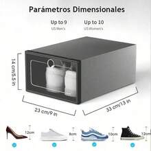 MaderaReal 14 cajas de zapatos y cajas de almacenamiento apilables de color blanco, adecuadas para clasificar zapatillas de tenis, tacones altos y otros zapatos (blanco,negro) - Negro - Ver 5