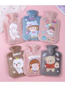 1 pieza Mini bolsa de agua caliente portátil de peluche artificial con diseño de dibujos animados, hecha de material de PVC, sin necesidad de baterías, ideal para uso diario, disponible en varios colores, regalo perfecto para el Día de San Valentín