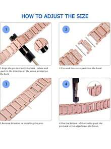 Compatible With Apple Watch Bands And Cases 38/40/41/42/44/45/46/49mm, Featuring A Sparkling Rhinestone-Encrusted Metal Band And A Shock-Resistant, Hard PC Case With Two Rows Of Diamonds. Compatible With Apple Watch Series Ultra/11/10/9/8/7/6/5/4/3/SE. Women's Stylish, Sparkling Watch Case And Case Set. - Rose Gold - View 11