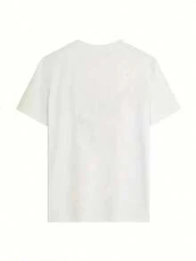 Camiseta casual de mujer, 100% algodón, con estampado gráfico de corazón, camiseta de manga corta con cuello redondo casual y cómoda, ropa de primavera y verano, adecuada para cualquier ocasión, color sólido, casual, uso diario. - Blanco - Ver 3
