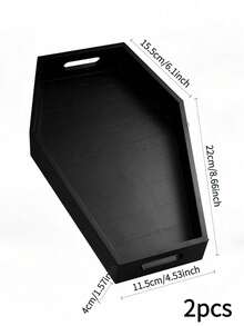 1 pièce/2 pièces Plateau en bois noir, pour la décoration de la maison, du salon, du bureau. Contenant gothique pour la cuisine, la nourriture, la vanité, le maquillage, le parfum, le rangement des bijoux, le service de table pour les desserts, les plateaux de service et les plats, la décoration de Noël