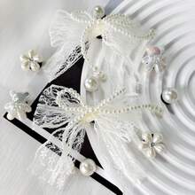 10pcs/Pack Ivory Lace Bow Shoe Charms, Fit For Clogs, Slides, Sandals, Garden Shoes, DIY Shoe Accessories