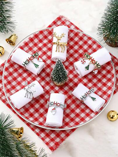 Christmas Reindeer Napkin Rings, Creative Christmas Style Letter Napkin Rings, Metal Napkin Rings For Hotel Restaurant Decoration, Christmas Hotel Tabletop Napkin Rings
