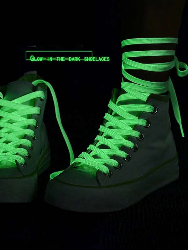 Glow-In-The-Dark Shoelaces, Fashionable And Versatile Luminous Shoelaces, Flat Woven Unisex Design