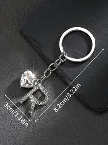 1pc Fashionable European And American Unisex Stylish High-Grade Letter Shape Hollow Out Rhinestone Decor Metal Keychain Bag Charm Car Accessories School Cute Goth Y2k - Silver - View 39