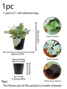 1pc Realistic Textured Green Plant Pot, Suitable For All Seasons For Home Living Room, Dining Room, Fireplace In The Living Room, Aesthetic Room, Office, Desktop Decoration. Also Suitable For Festival Parties And Outdoor Decorations. Durable And Reusable Decorative Item. - Green - View 13