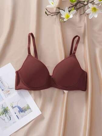 Women's Minimalist Solid Color Wire-Free Bra With Comfortable Adjustable Straps