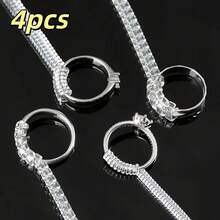 Un ensemble de 4 ajusteurs d'anneaux de 4 tailles différentes, convenant aux bagues lâches, protecteurs d'anneaux en silicone transparent, convenant aux femmes et aux hommes. Ajusteurs d'anneaux vous permettant de régler les bagues sans en changer la taille.