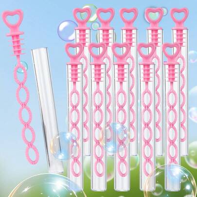 20/30/50pcs Mini Porous Pink Heart Bubble Wands, Empty Bottles Without Liquid, Suitable For Wedding, Party Toys, Bubble Gifts