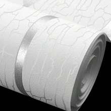 1 Rolo de Papel de Parede Não Tecido Moderno e Minimalista Branco | Adequado para Sala de Estar, Cozinha, Quarto, Dormitório, Renovação de Móveis, Revestimento de Parede Estético, Estilo de Formas e Listras, Papel de Parede com Padrão Ondulado, Adesivos de Parede, Decoração de Parede, Decoração de Quarto, Decoração de Dormitório