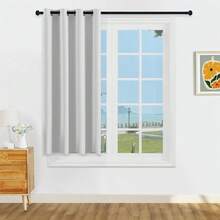 1片/2片装轻薄遮光窗帘，100%遮光，顶部带金属孔眼，适用于客厅/卧室，粉色 - 白色 - 查看 25