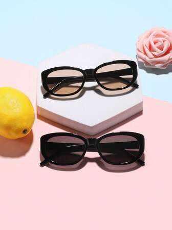 2 Peças Óculos de Moda Oval Retrô para Adolescentes de 12 a 16 Anos, Feitos de Acrílico, Adequados para Passeios de Verão e Combinação de Roupas