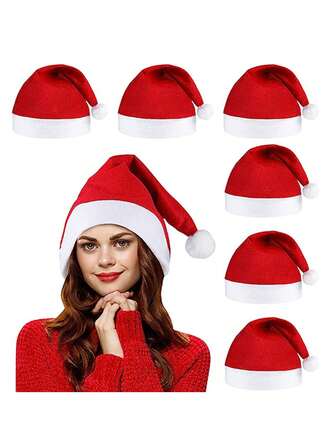 10pcs Red Classic Christmas Hats, Christmas And New Year Festival Party Gifts For Friends And Family, Christmas Atmosphere Decor, Christmas Headwear, Christmas Gifts, Party Supplies, Christmas, Christmas Hats, Christmas Decor Christmas Decorations Home Christmas Gifts Christmas Decor